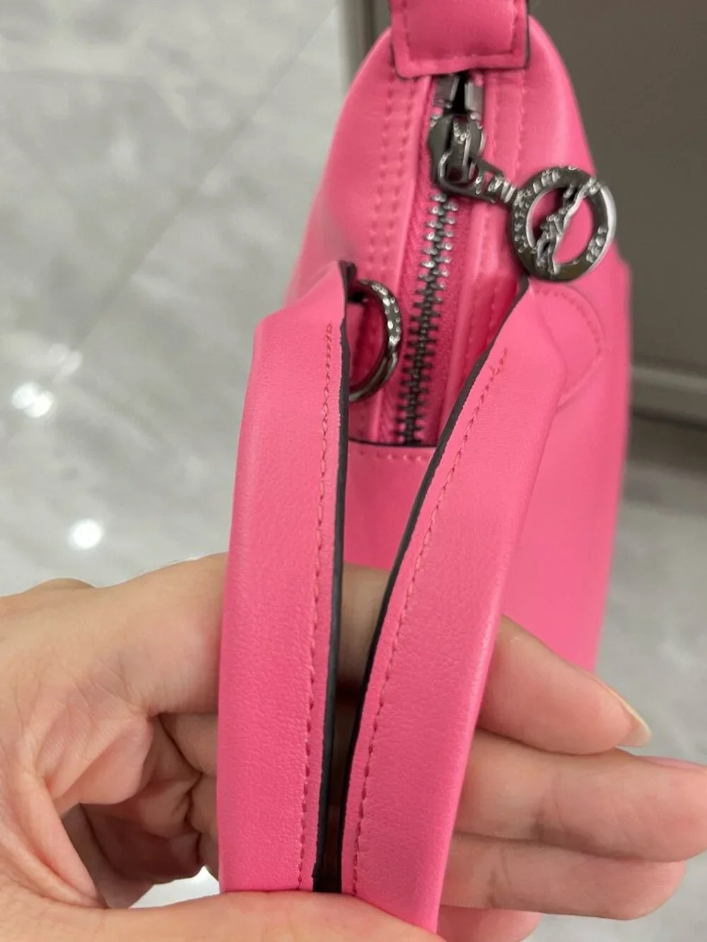 ✨ Longchamp Le Pliage XS Mini Hot Pink Full Leather Dumpling Crossbody Bag
